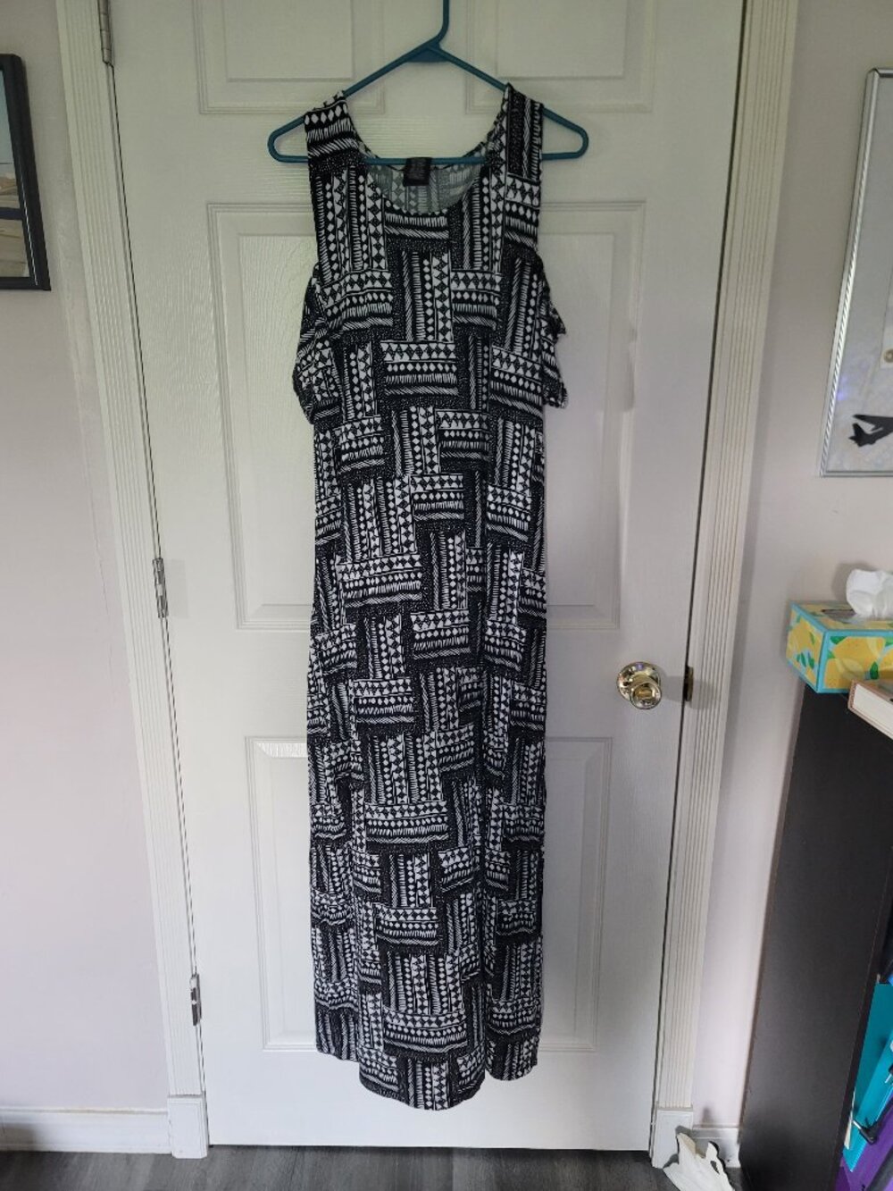Womens black and white patterned Design History Missy - size XXL